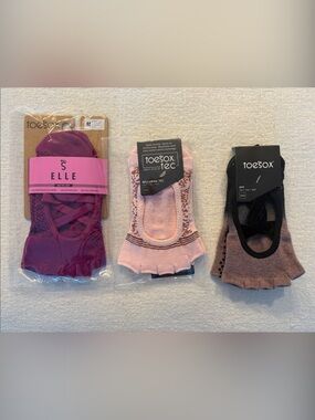 Pilates Toesox Half-Toe Grip Socks Trio Medium NWT